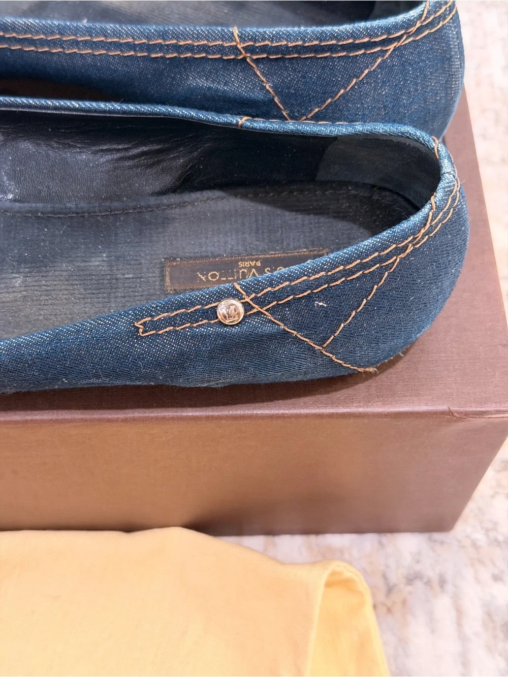 Pre-owned Louis Vuitton Denim Bow Accents Flats EU Size 39.5